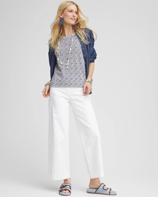 Tile Print Slub Scoop-Neck Tee click to view larger image.