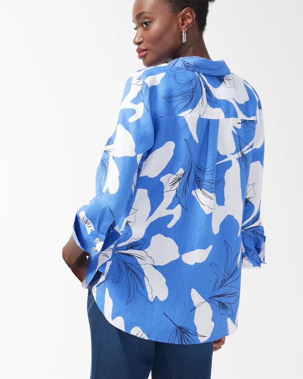 No Iron Linen 3/4 Sleeve Tropical Shirt