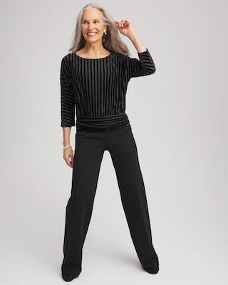 Velvet Burnout Stripe Banded-Bottom Top click to view larger image.