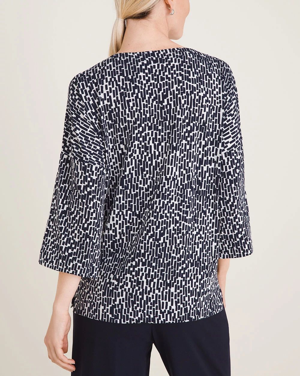 Easy Chic Geometric Brick-Print Pullover Top