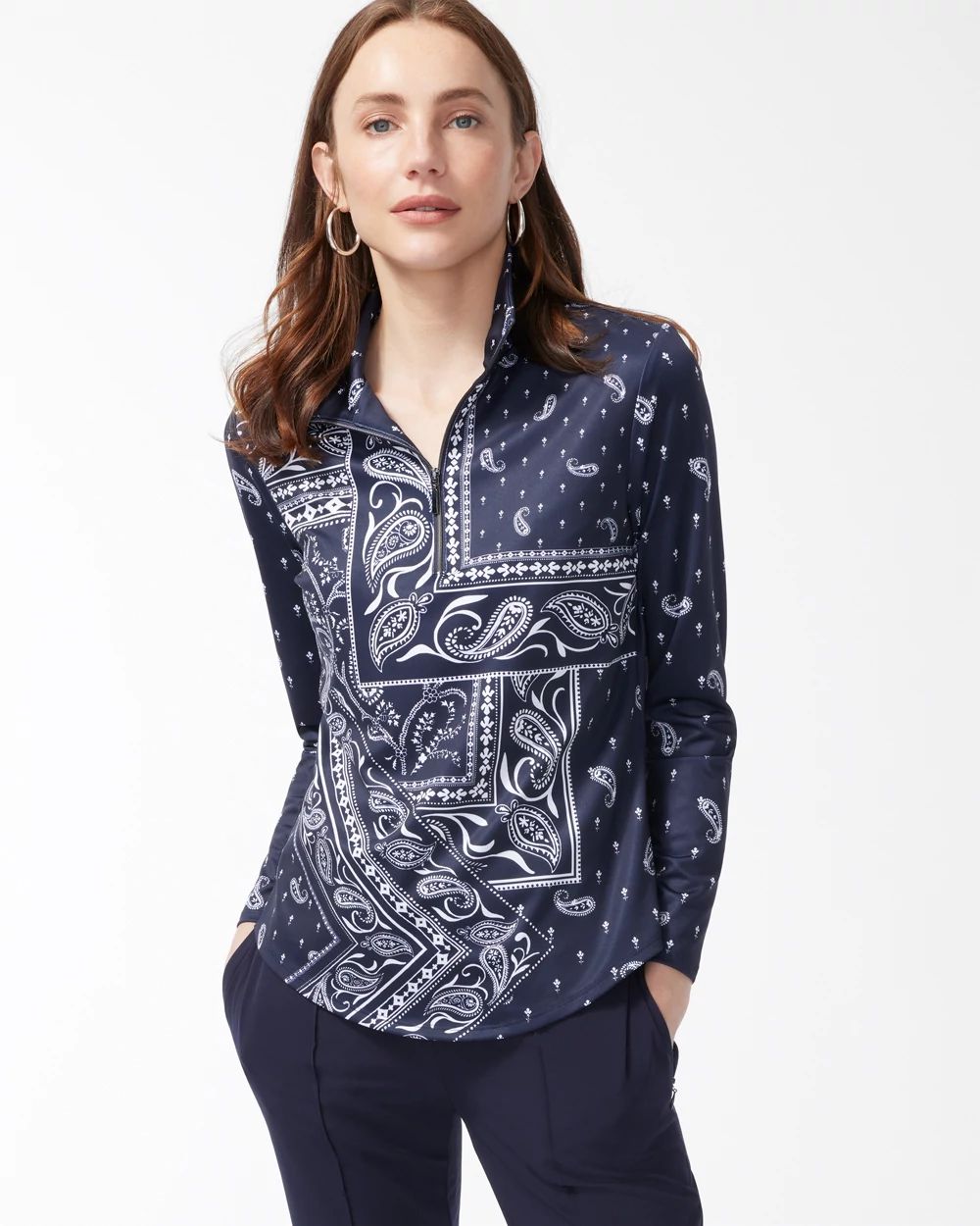 Zenergy UPF Bandana Print Long Sleeve Top