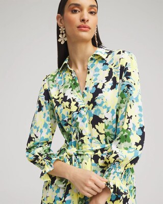 Yellow Floral Maxi Shirt Dress