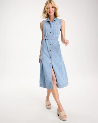 Sleeveless Denim Dress click to view larger image.