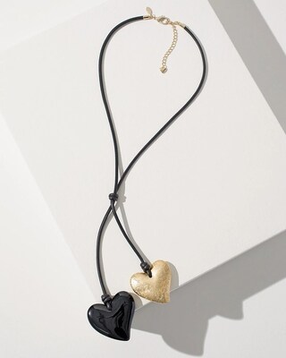 Double Heart Pendant Adjustable Necklace