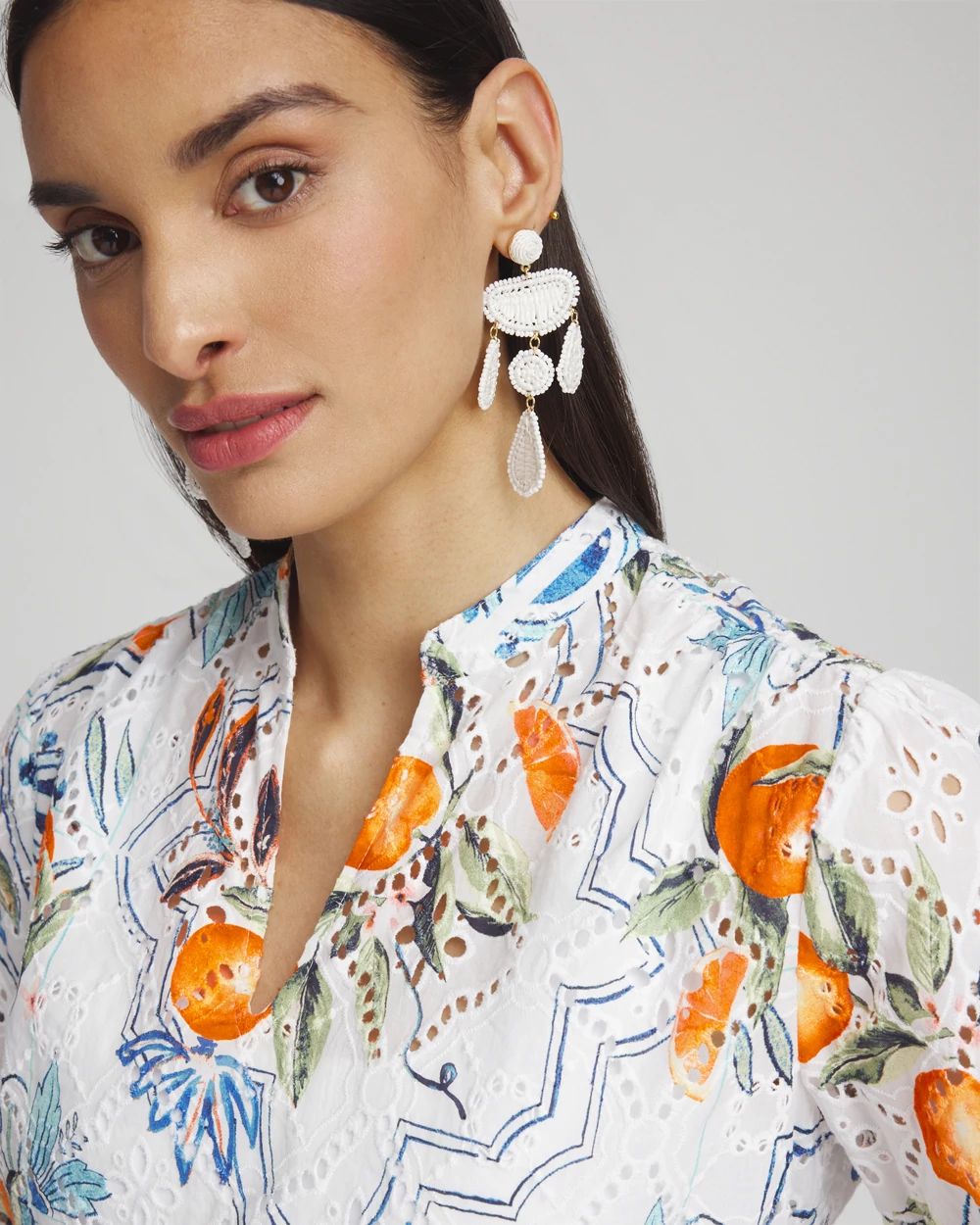 Tropical Eyelet Sleeve Shirt