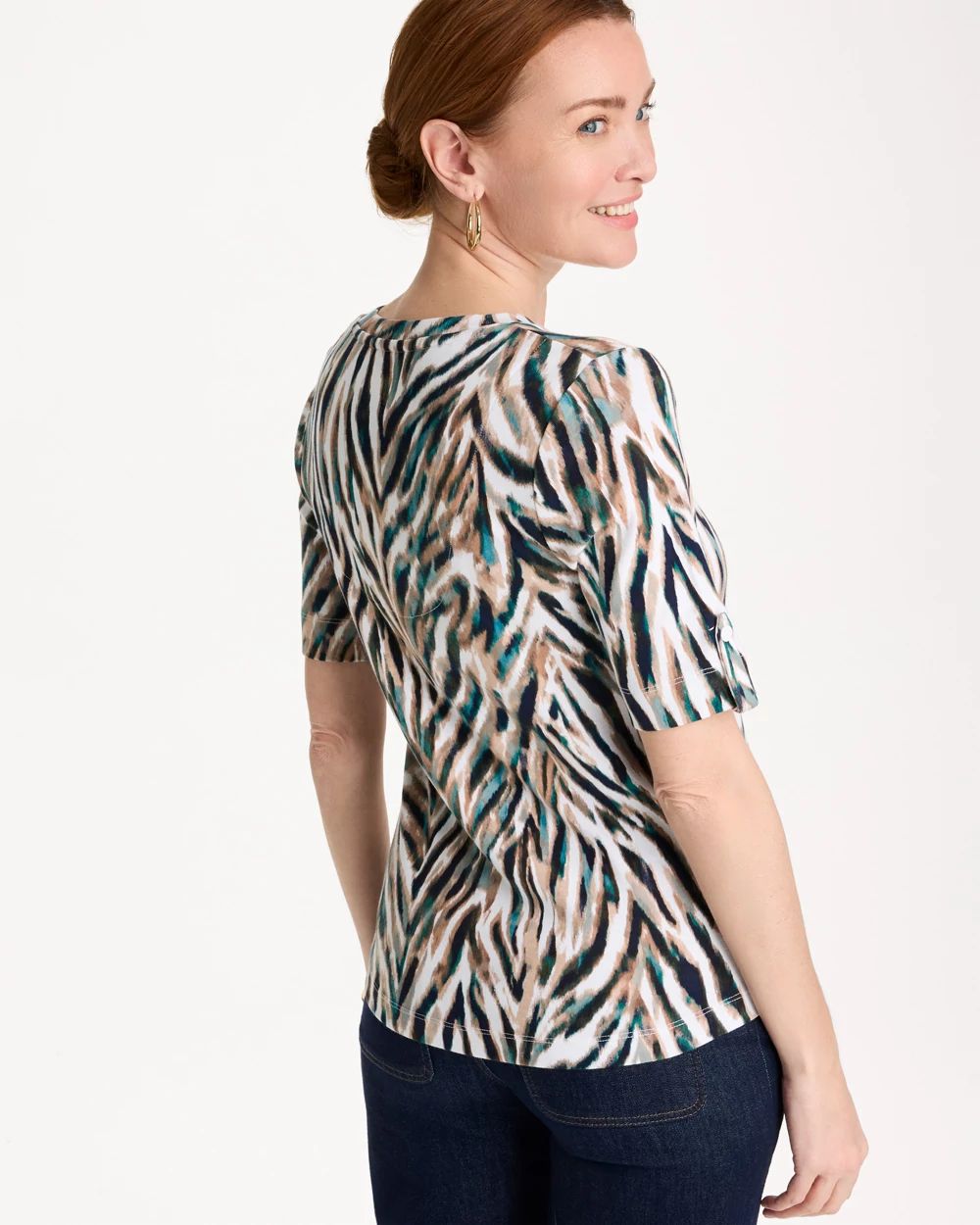Animal Print Pima Elbow-Sleeve Tee click to view larger image.