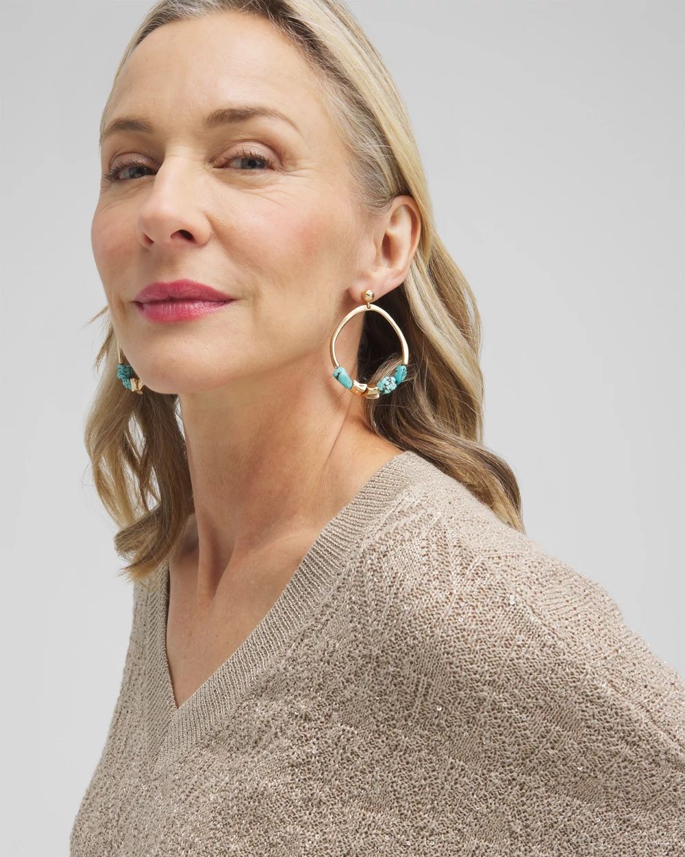No Droop™ Turquoise Drop Hoops