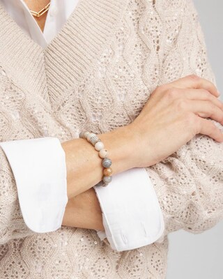 Neutral Beaded Stretch Bracelet