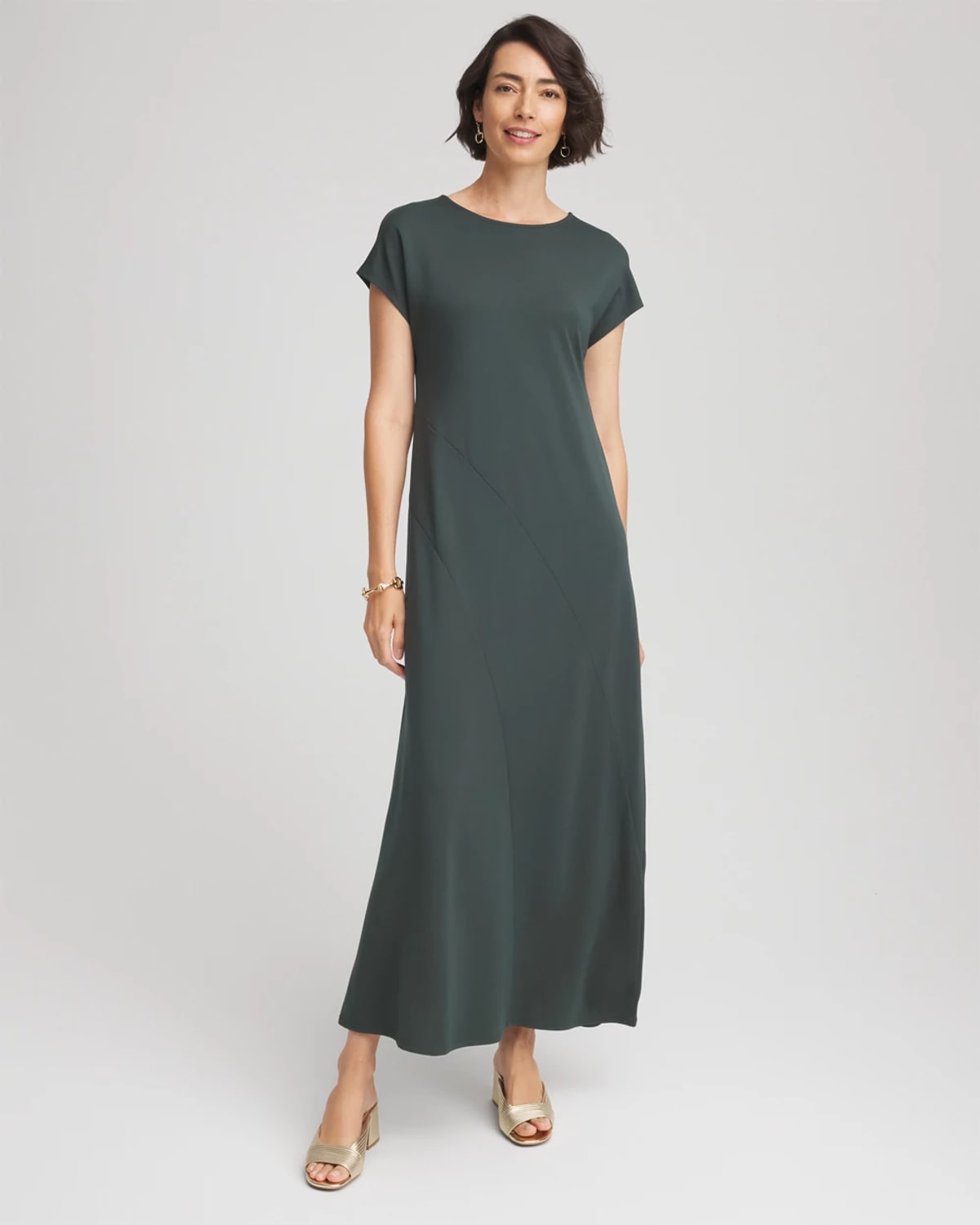 Chico's Dolman-sleeve Ponte Maxi Dress In Darkest Spruce In Green