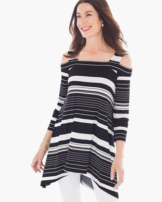 Striped Cold-Shoulder Sharkbite Top
