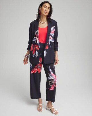 Floral Ruched Sleeve Soft Jacket click to view larger image.