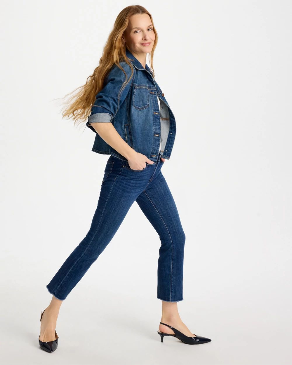 Petite Girlfriend Fray Hem Kick Flares click to view larger image.
