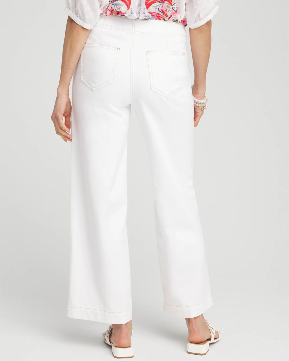 Petite No Stain Pull-On Wide Leg Cropped Pants