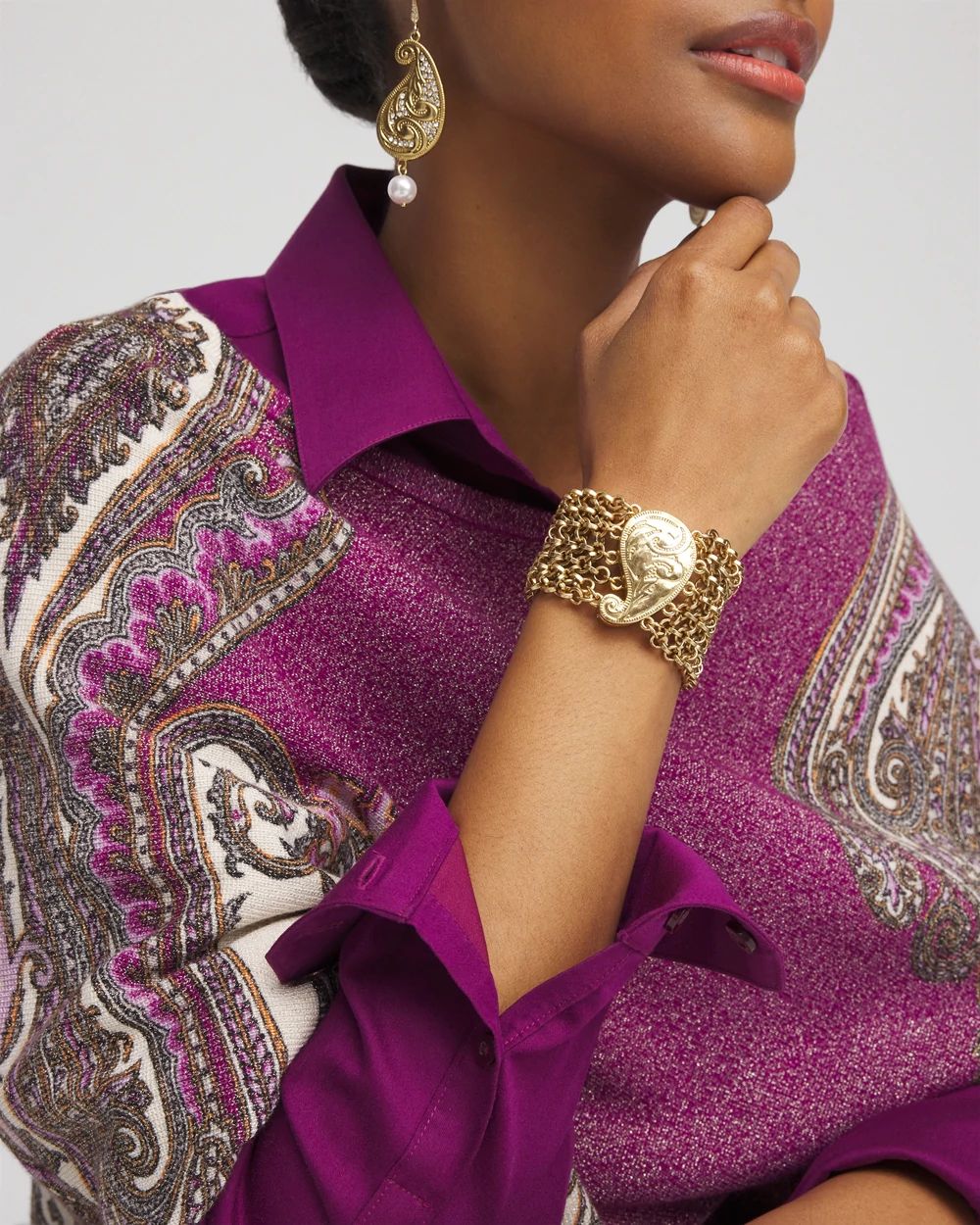Gold Tone Paisley Bracelet