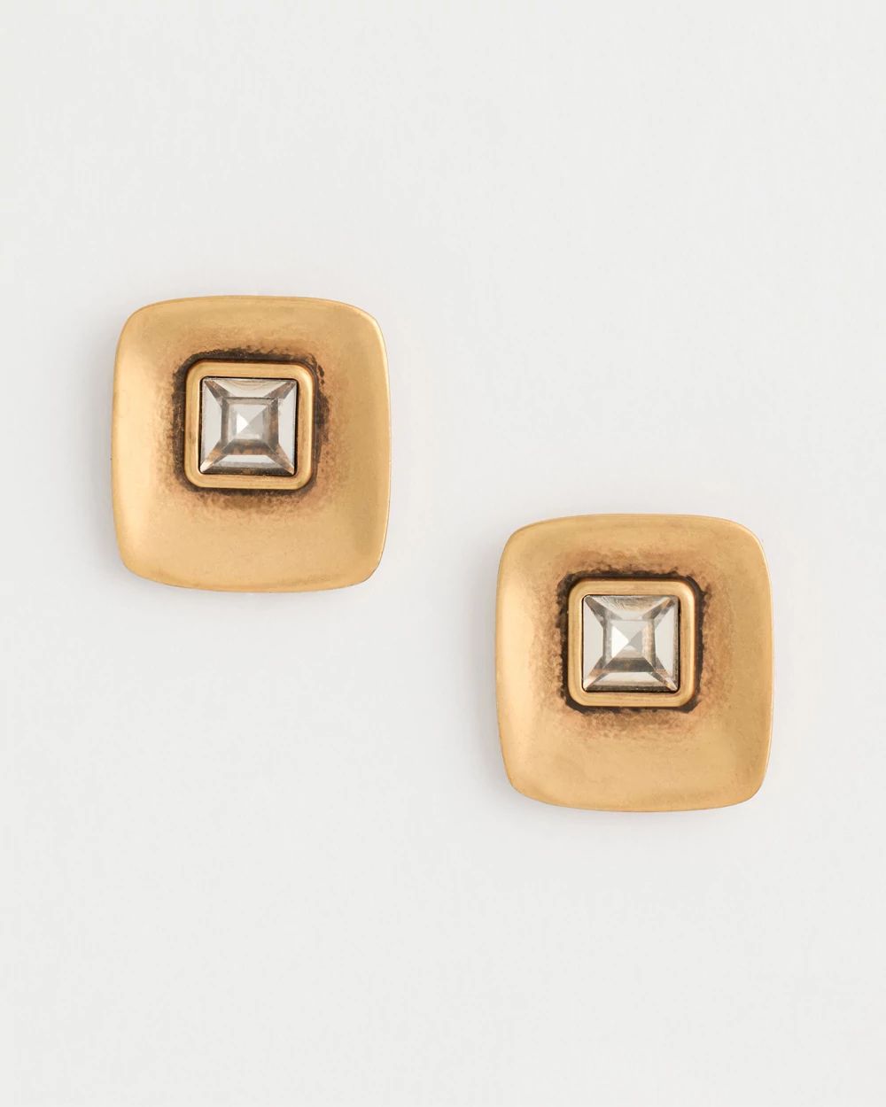 Gold Pave Square Stud Earrings