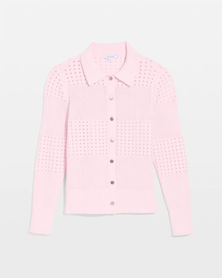 Textured Button-Front Cardigan click to view larger image.