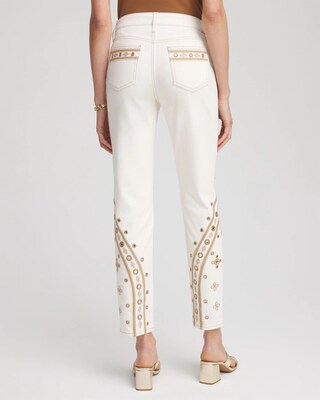 Embellished Girlfriend Skinny Ankle Jeans click to view larger image.