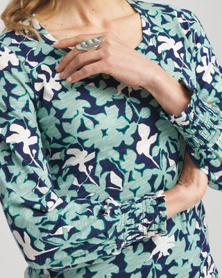 Floral Smocked Cuff Tee