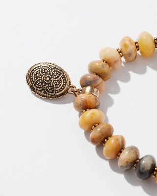 Floral Dangle Agate Stretch Bracelet