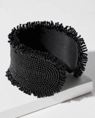 Black Seed Bead Cuff Bracelet