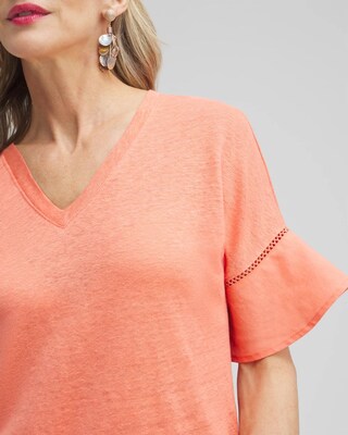 Linen Blend Flutter Sleeve Top