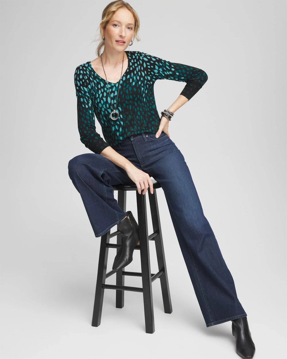 Dots V-Neck Pullover Sweater