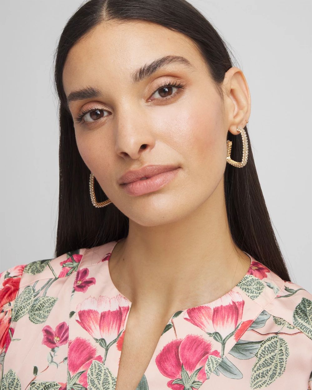 No Droop™ Gold Tone Square Hoop Earrings