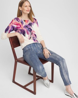 Botanical Bateau Neck Long Sleeve Sweater click to view larger image.
