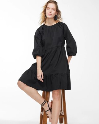 Poplin Balloon Sleeve Dress