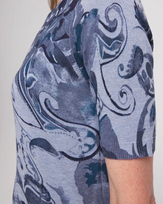 Floral Short Sleeve Pullover Sweater
