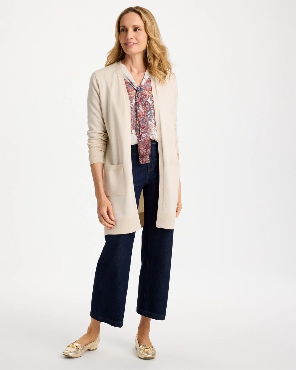 Ella Metallic Pocketed Cardigan click to view larger image.