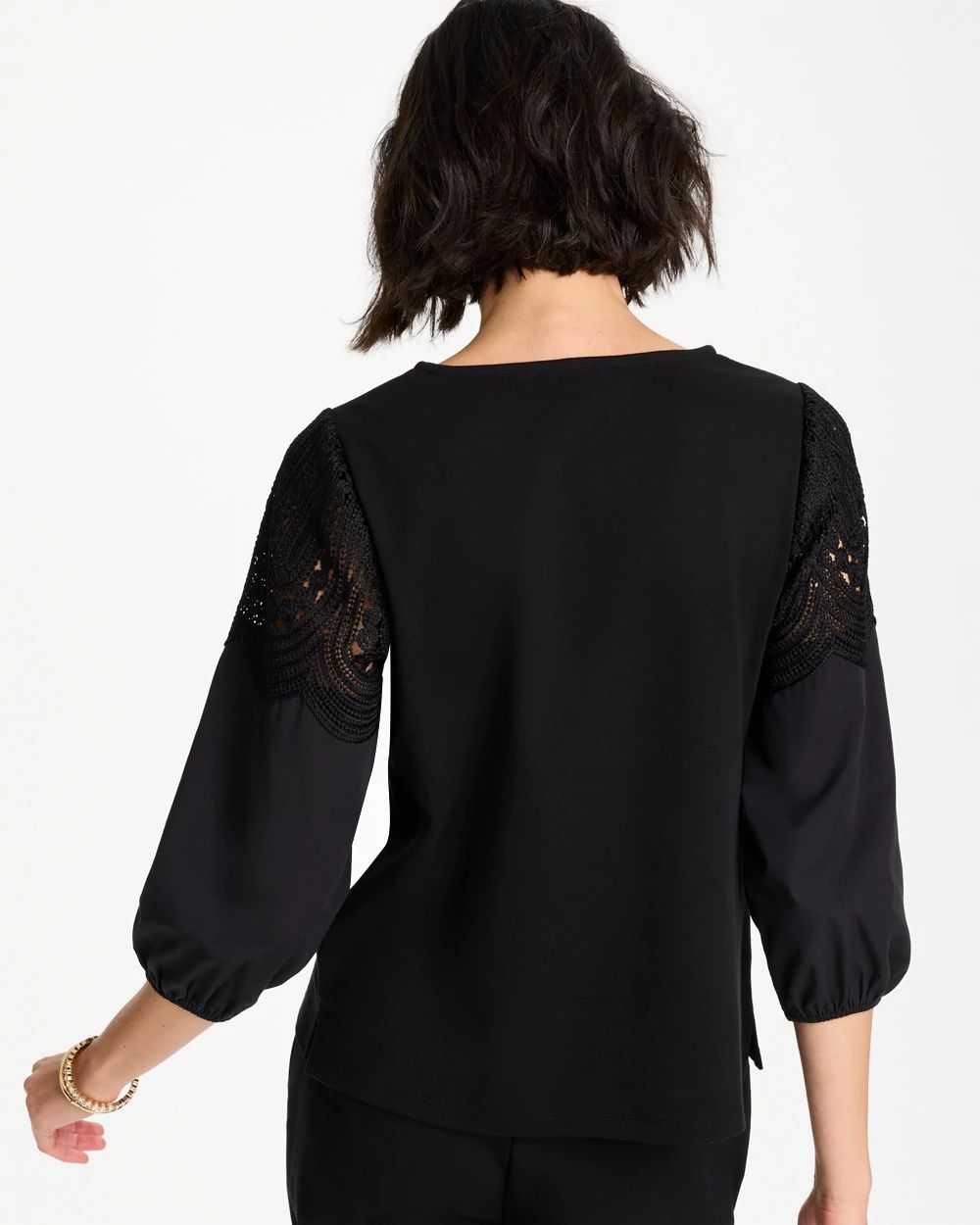Lace Crochet Sleeve Tee click to view larger image.
