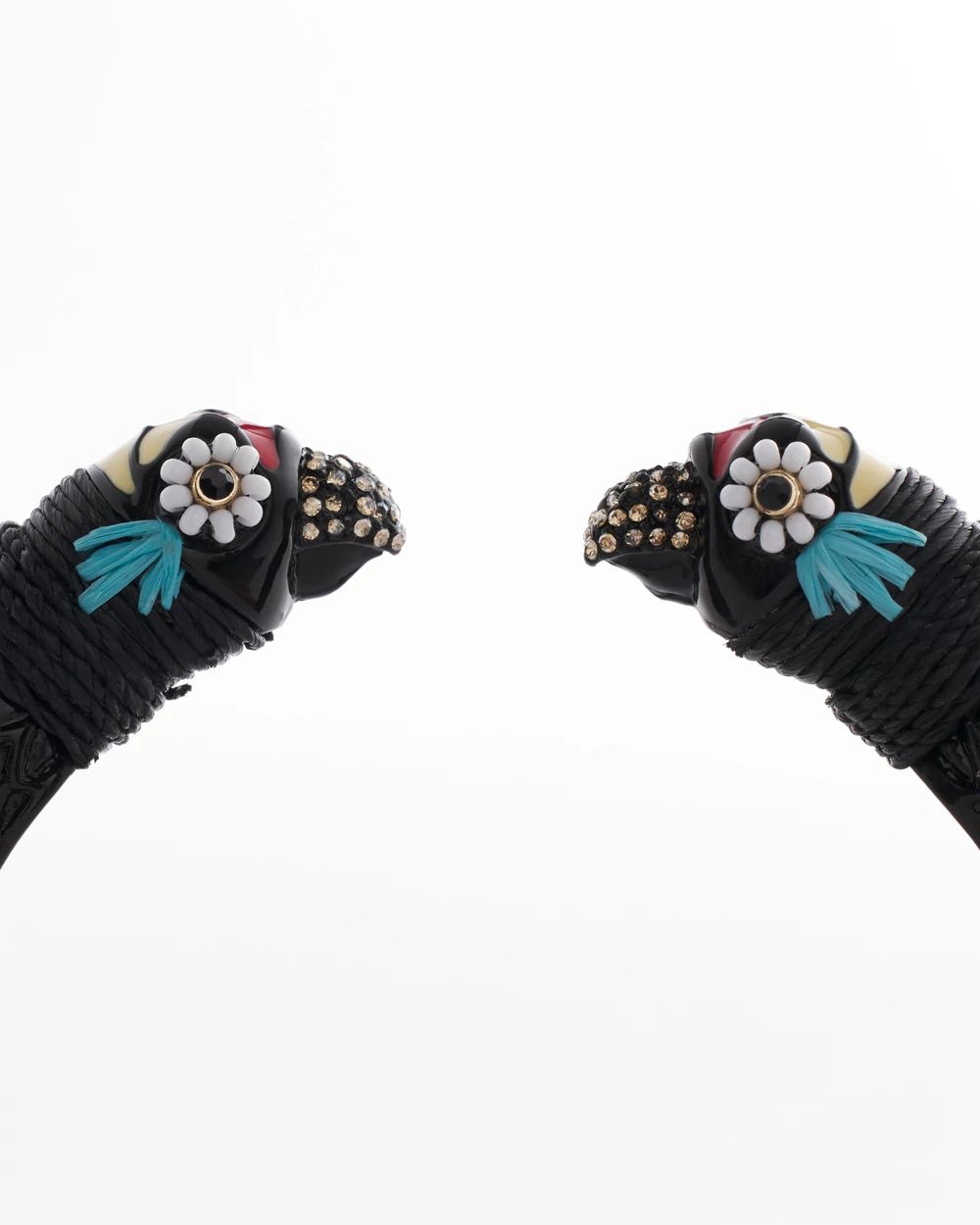 Raffia Parrot Hinge-Cuff Bracelet