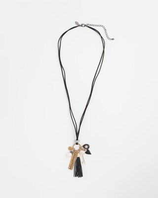 Leather Mixed Metal Charm Necklace