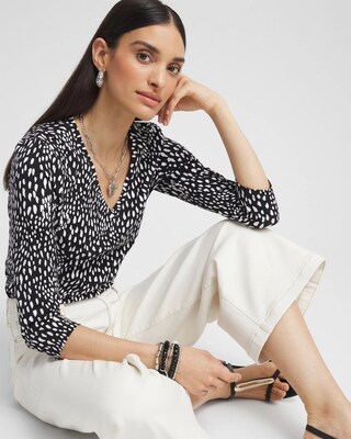 Dot Print 3/4 Sleeve Perfect Tee