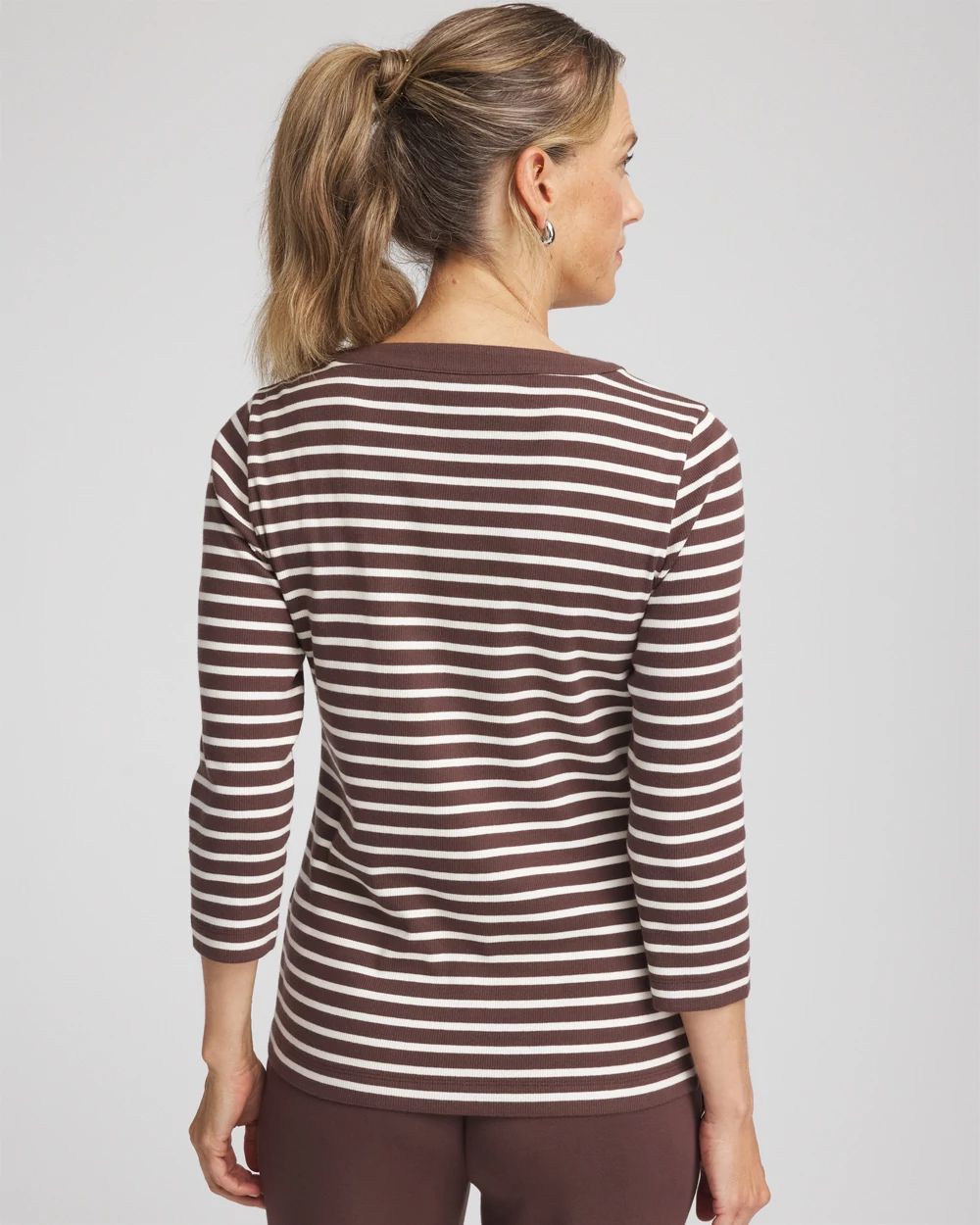Zenergy Stripe Ribbed Henley Tee