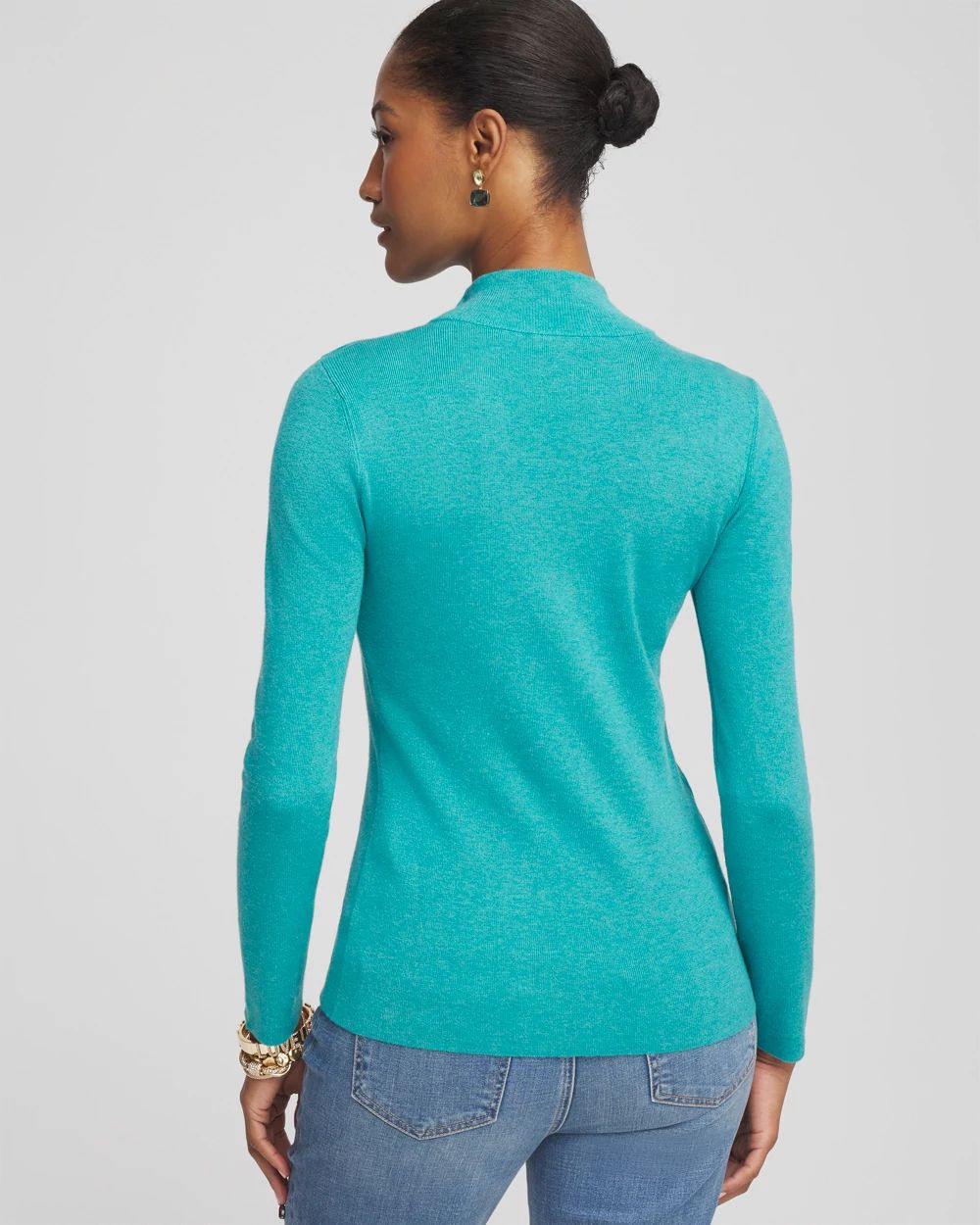 Ecovero™ Button Mock Neck Sweater