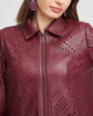 Cutout Faux Leather Jacket click to view larger image.