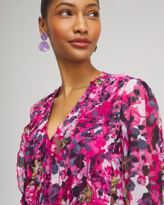 Chiffon Floral Ruffle Blouse