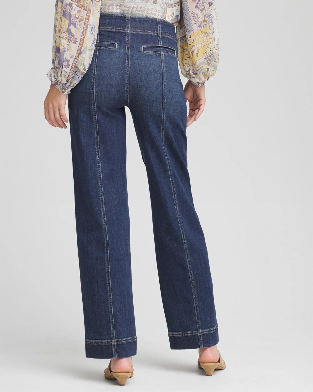 Pull-On Wide-Leg Jeans