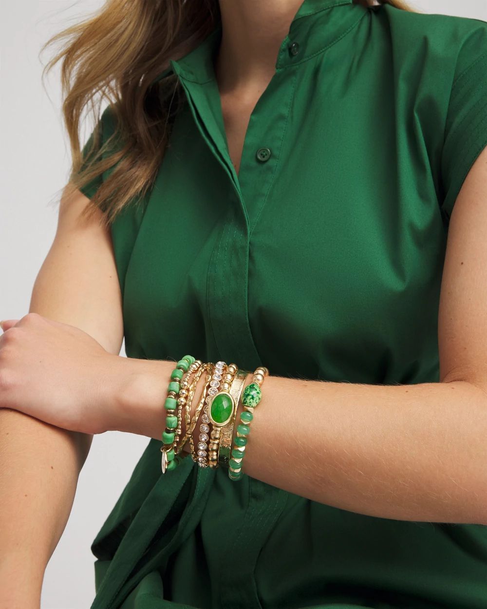 Square-Cut Beaded Sun Charm Bracelet