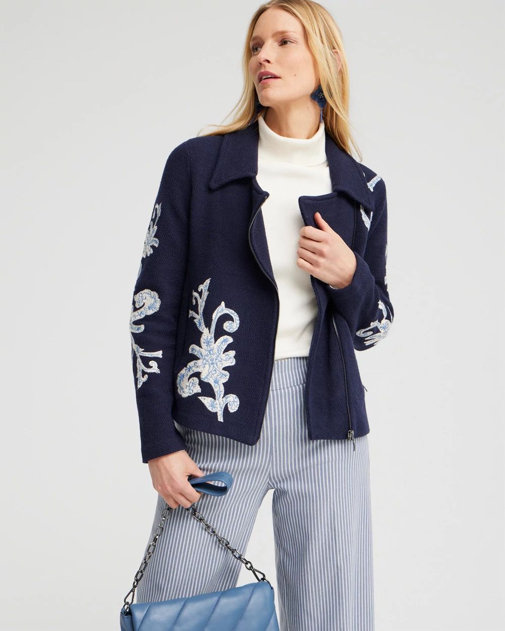 Embroidered Moto Jacket