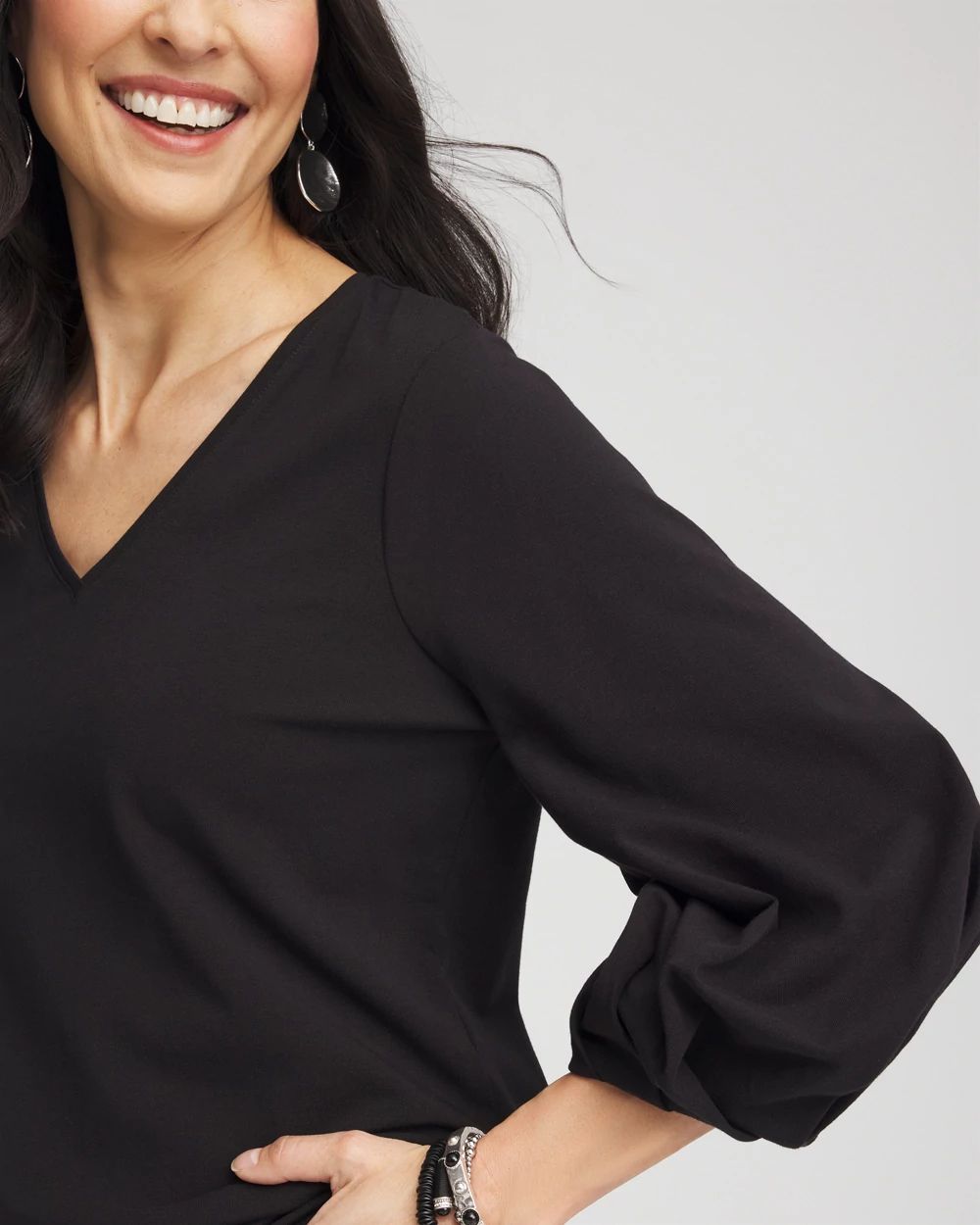 Cotton Tuck Sleeve Tee