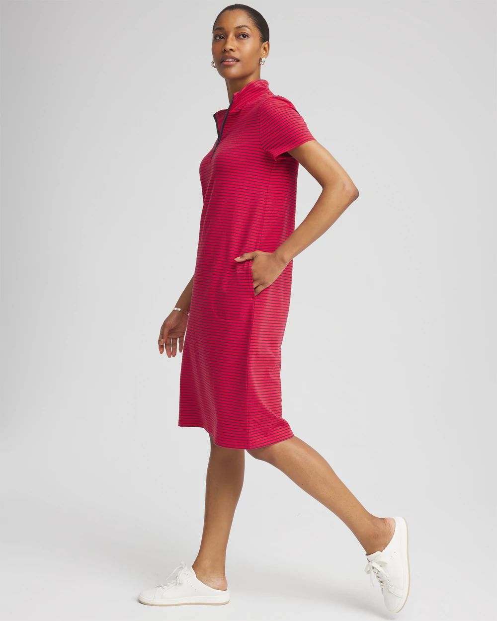 Zenergy® UPF Knit Stripe Half-Zip Dress