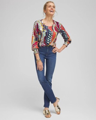 Paisley Smocked Cuff Tee