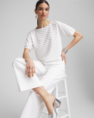 Metallic Bateau Neck Pullover Sweater click to view larger image.
