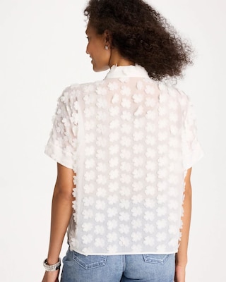 3D Floral Chiffon Camp Shirt click to view larger image.