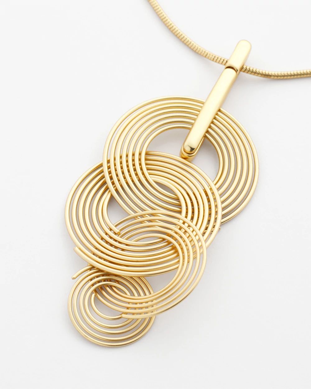 Goldtone Concentric Circles Pendant Necklace click to view larger image.
