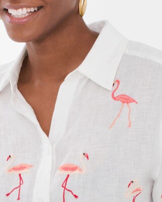 Embroidered Flamingo Shirt