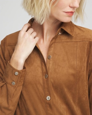 Faux Suede Shirtdress click to view larger image.